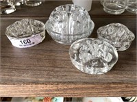 (4) CLEAR GLASS FLORAL FROGS