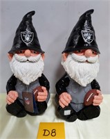 53 - 2 OFFICIAL NFL RAIDERS GNOMES 13"H (D8)