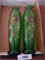 (2) Hand Painted Vases