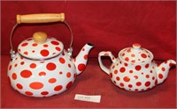 2 POLKA DOT TEA POTS