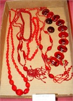 FLAT BOX OF MOSTLY BEADED JEWELRY
