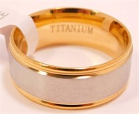 New Titanium Band Ring (Size 13) Silver & Gold