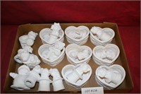 FLAT BOX OF READY TO PAINT CEREMIC FIGURINES