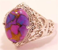 New Vintage Style Purple Turquoise Ring (Size 9)