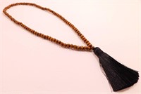 New 28" Wooden Bead Necklace with Tassel. New in