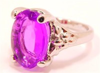 New Silver Filled Ring (Size 6) Purple Crystal