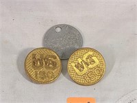 2 gold color Pins & tag
