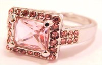 New White Gold Filled Ring (Size 9) Pink Sapphire