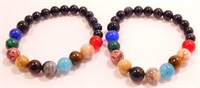 2 New Stone Beaded Bracelets. Stretchy 8 - 12mm