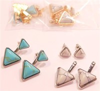 4 New Pairs of Turquoise & Howlite Stud Earrings.