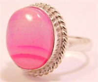 New Natural Stone Pink Lace Agate Ring (Size 8.5)