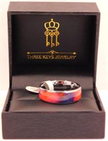New Tungsten Band Ring (Size 13) Colorful Inlay.