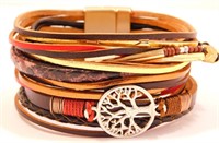 New Multi-Strand Genuine Leather Bracelet. 8" in