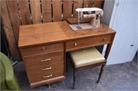 3-Drawer Sewing Table w/ SINGER Machine & Bench
