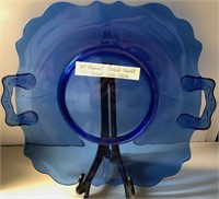 Cobalt Cake Plate w/ Handles