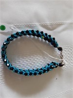 Fire Polish w/Glass & Sterling Bracelet 8"