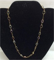 18KT GOLD NECKLACE ASSORTED STONES, TOTAL WEIGHT