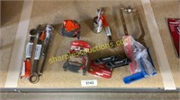 Wrenches, tape measure, clamp