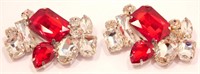 Two New Red & White CZ Hair Pieces. New in Gift