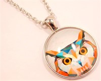 New Geometric Owl Pendant with 20" Chain