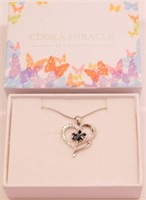 New Sterling Silver Heart with Paw Pendant with