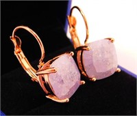 New Faceted Quartz Crystal Earrings. Rose Gold