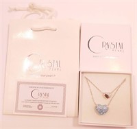 New Swarovski Crystal Double Heart Necklace. 20"
