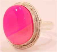 New Vintage Style Pink Lace Agate Ring (Size 8)