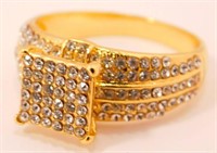 New 14K Yellow Gold Filled Ring (Size 9) White CZ