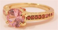 New 14K Yellow Gold Filled Ring (Size 9) Pink