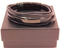 New Black Genuine Leather Bracelet. Nice Lock