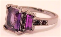 New Black Gold Filled Ring (Size 9) Amethyst CZ
