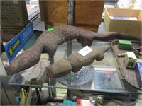2 WOODEN CARVED LIZARDS  12" AND 23"
