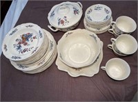CONTENTS OF 1/2 SHELF- 39 PIECES OF WEDGEWOOD