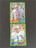 1986 Topps Joe Montana & Dan Marino Cards