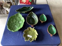 6 PIECES OF ASSORTED LEAF-SHAPED BOWLS