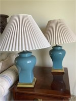 2 matching retro lamps with shades, good shape.