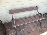 2 outdoor benches. One missing 2 back rails