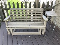 Outdoor rocking bench and side table