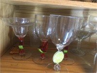 Glass and plastic margarita glasses