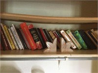 Large lot of cookbooks and 2 book ends