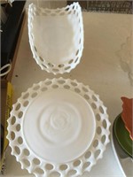 Two milk glass pieces