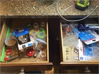 Contents of 2 drawers (top, by refrigerator)