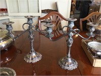 2 very heavy silver candleholders