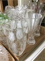 6 Cut glass vases (heavy)