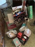 Large lot of wrapping paper, gift bags, cards,