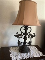 Iron metal lamp with doilie
