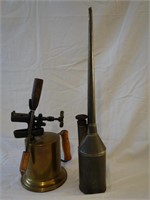 BRASS BLOW TORCH AND OIL CAN