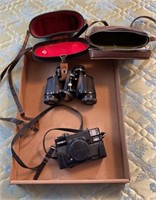 Vintage Minolta camera & Gibson binoculars