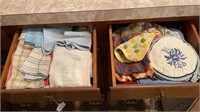 Contents of two drawers - dishcloths & potholders